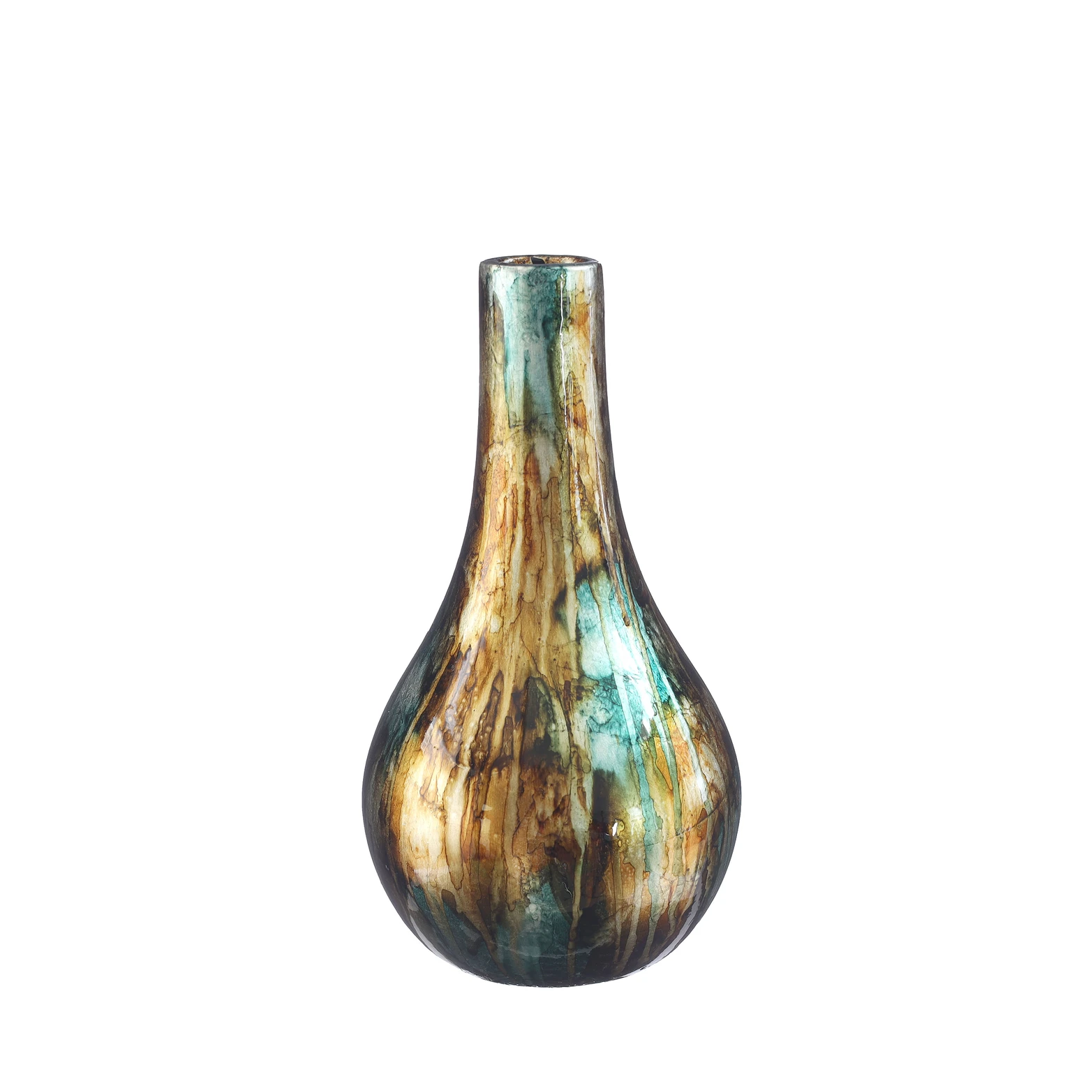 Dazzle vase Ø14 x h 26 petrol gold Tuincentrum Outlet