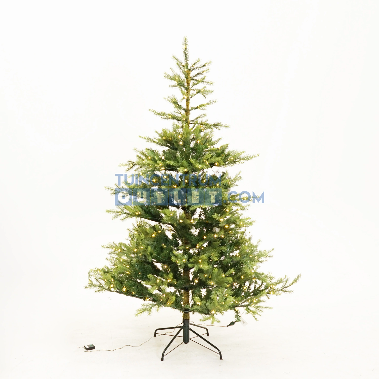 Kunstkerstboom Grandis Fir Prelit 180 Cm Hoog Groen Wit 400 Lampjes