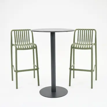 Vita Santo bartafel Ø70 met 2 Porto barstoelen groen, Vita, Tuincentrum Outlet