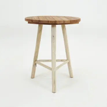 Bartafel Teak Naturel d90h110cm - outdoor, Van der Leeden, Tuincentrumoutlet.com