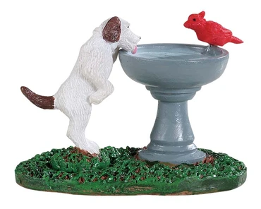 Bird bath dog fountain, Lemax Europe, tuincentrumoutlet