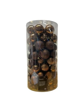 Decoris Kerstbal kunststof d6cm ass 100st espresso, Decoris, Tuincentrum Outlet