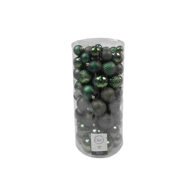 Decoris Kerstbal kunststof d6cm ass 100st groen, Decoris, Tuincentrum Outlet