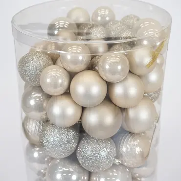 Decoris Kerstbal kunststof d6cm ass 100st pearl - afbeelding 2