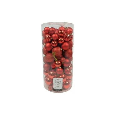 Decoris Kerstbal kunststof d6cm ass 100st rood, Decoris, Tuincentrum Outlet