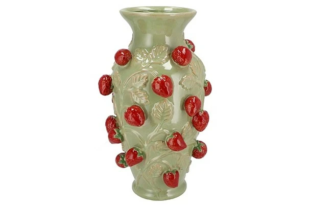 FRUIT STRAWBERRY PISTACHE VASE 24X38CM NM, Daan Kromhout, tuincentrumoutlet.com