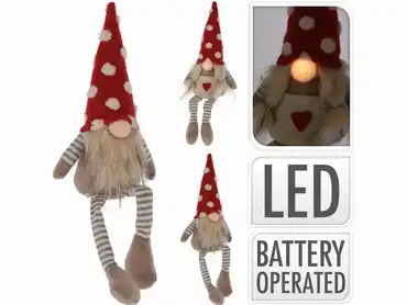 GNOME MET LED PLUCHE 35CM 2ASS, Koopman, tuincentrumoutlet