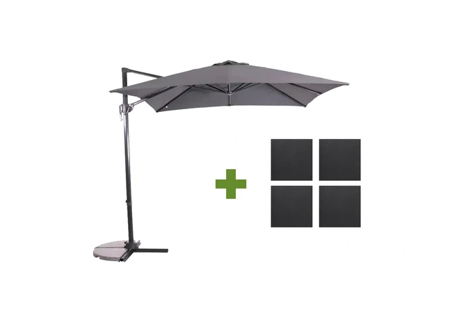 Grote Zweefparasol Libra Grijs 2,5x2,5m Compleet, Lesli Living, Tuincentrum Outlet