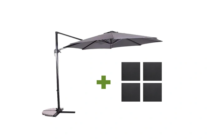 Grote Zweefparasol Libra Grijs 3m Compleet, Lesli Living, Tuincentrum Outlet