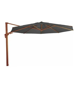 Grote Zweefparasol VirgoFlex Houtlook Grijs 3,5m met Kruisvoet en Tegels - Parasol, Lesli Living, Tuincentrum Outlet