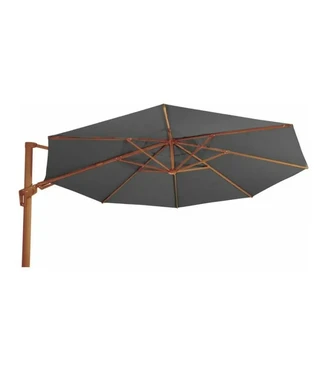 Grote Zweefparasol VirgoFlex Houtlook Grijs 3,5m met Kruisvoet en Tegels - Parasol 2, Lesli Living, Tuincentrum Outlet