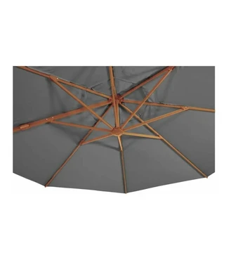 Grote Zweefparasol VirgoFlex Houtlook Grijs 3,5m met Kruisvoet en Tegels - Parasol 3, Lesli Living, Tuincentrum Outlet