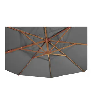 Grote Zweefparasol VirgoFlex Houtlook Grijs 3,5m met verrijdbare 90kg voet - Detail, Lesli Living, Tuincentrum Outlet