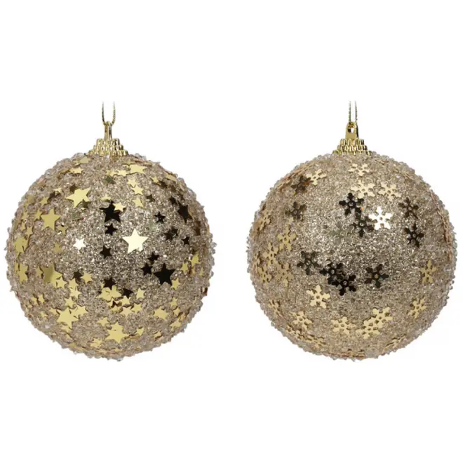 KERSTBAL 80MM GLITTER GOUD