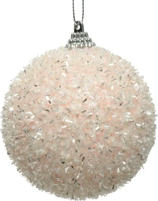 Kerstbal foam d8cm lametta p.roze