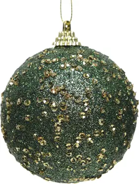 Kerstbal foam d8cm paillet d.groen