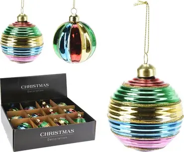 KERSTBAL GLAS 10CM MULTIKLEUR