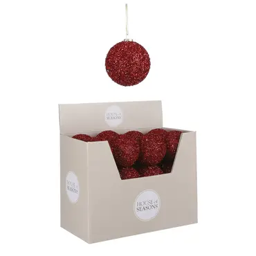 Kerstbal Plastic (D8 cm) Rood, House of Seasons, Tuincentrum Outlet