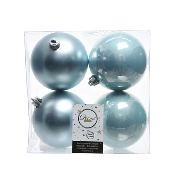 Kerstbal plc d10cm mist blauw 4st, Decoris, tuincetrumoutlet