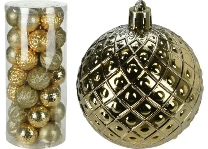 KERSTBALLEN 6CM SET 35STS GOUD