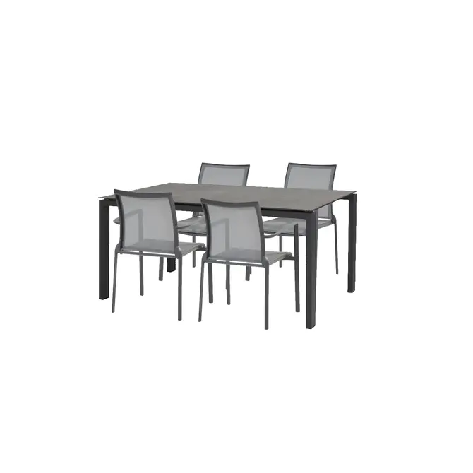 Lafite tuintafel 160x95 met 4 Melbourne diningstoelen, 4 Seasons Outdoor, Tuincentrumoutlet