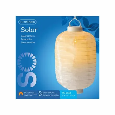 Led Solar Lantaarn Nylon (Ø20, H30) Wit - Verpakking, Lumineo, tuincentrumoutlet