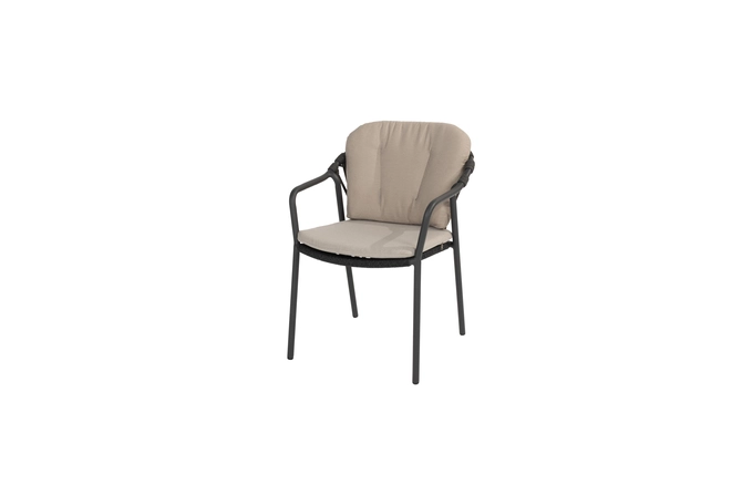 Manitoba stacking dining chair anthracite with 2 cushions voorkant, 4 Seasons Outdoor, tuincentrumoutlet.com