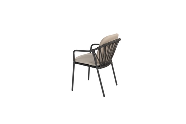 Manitoba stacking dining chair anthracite with 2 cushions zijkant links, 4 Seasons Outdoor, tuincentrumoutlet.com