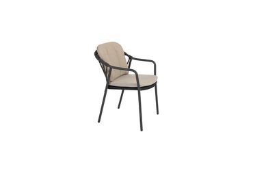 Manitoba stacking dining chair anthracite with 2 cushions zijkant rechts, 4 Seasons Outdoor, tuincentrumoutlet.com