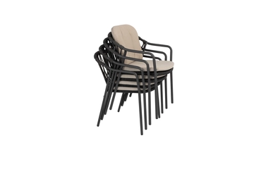 Manitoba stacking dining chair anthracite with 2 cushions gestapeld, 4 Seasons Outdoor, tuincentrumoutlet.com