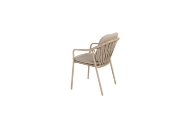 Manitoba stacking dining chair latte with 2 cushions zijkant links, 4 Seasons Outdoor, tuincentrumoutlet.com