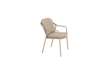 Manitoba stacking dining chair latte with 2 cushions zijkant rechts, 4 Seasons Outdoor, tuincentrumoutlet.com