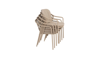 Manitoba stacking dining chair latte with 2 cushions gestapeld, 4 Seasons Outdoor, tuincentrumoutlet.com