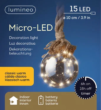 Microled bal l80bd10cm 15l w.wit bo, Lumineo, Tuincentrum Outlet