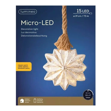 Microled ster d19h25c zlvr/kwrm bo, Lumineo, Tuincentrum Outlet