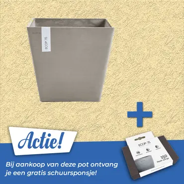 Pot rotterdam taupe l30b30h27cm sfeerfoto, Ecopots, tuincentrumoutlet