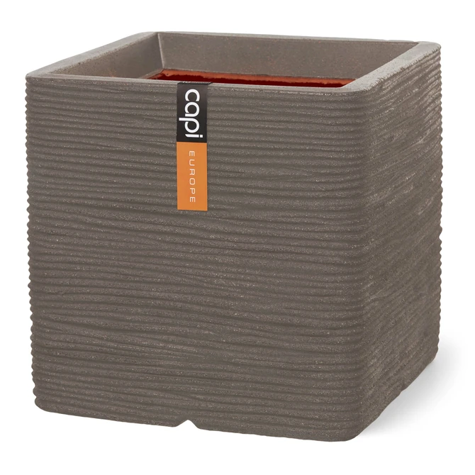 Pot vierkant Rib NL 30x30x30 warm taupe, Capi Europe, tuincentrumoutlet