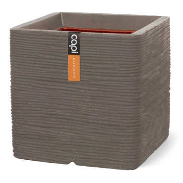 Pot vierkant Rib NL 30x30x30 warm taupe, Capi Europe, tuincentrumoutlet