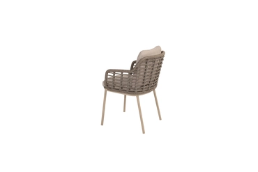 Puglia dining chair latte met 2 kussens zijkant links, 4 Seasons Outdoor, tuincentrumoutlet.com