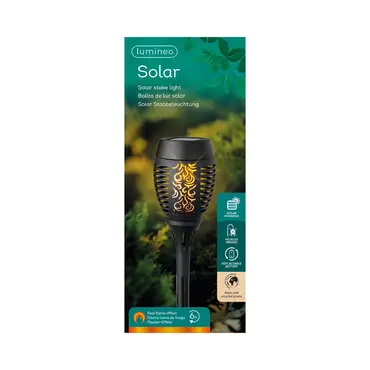 Solar Fakkel PLC Flame (Ø10, H49) Zwart - Verpakking, Lumineo, Tuincentrum Outlet