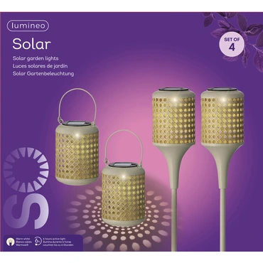 Solar lamp d10.5h80cm naturel 4st verpakking, Lumineo, tuincentrumoutlet