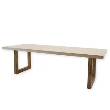 Tuintafel Veltis 250x100cm Travertin met 6x Dining Tuinstoel Bazel Bruin - Tafel schuin, Vita, Tuincentrum Outlet