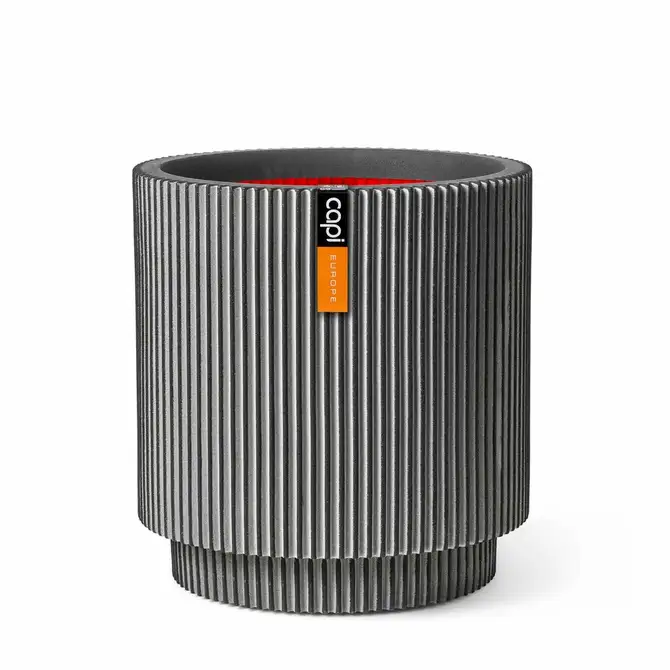 Vase cylinder Groove NL 36x38 anthracite, Capi Europe, tuincentrumoutlet