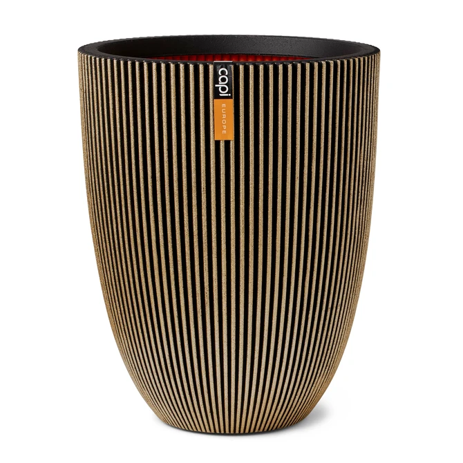 Vase elegant low Groove NL 34x46 black gold, Capi Europe, tuincentrumoutlet