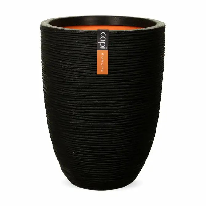 Vase elegant low Rib NL 34x46 black, Capi Europe, tuincentrumoutlet