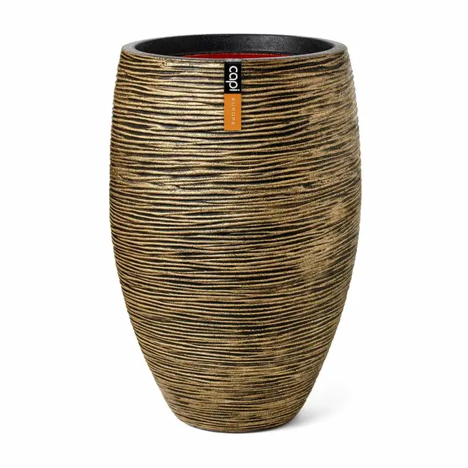 Vase elegant deluxe Rib NL 56x85 black gold, Capi Europe, tuincentrumoutlet