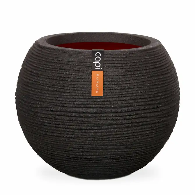 Vase ball Rib NL 62x48 black, Capi Europe, tuincentrumoutlet