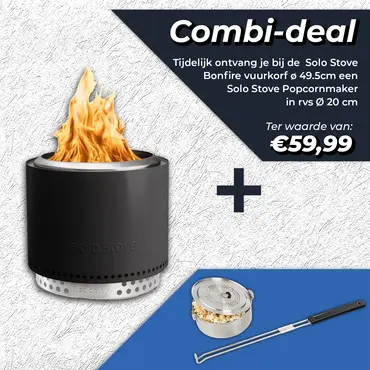 Vuurkorf bonfire d49.5cm zwart met popcornmaker, Solo Stove, tuincentrumoutlet