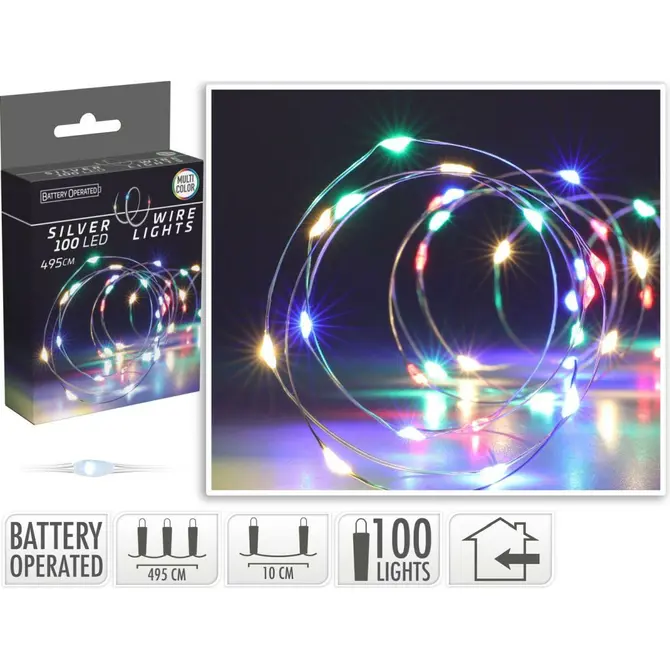 ZILVERDRAAD 100LED MULTI COLOR - afbeelding 1